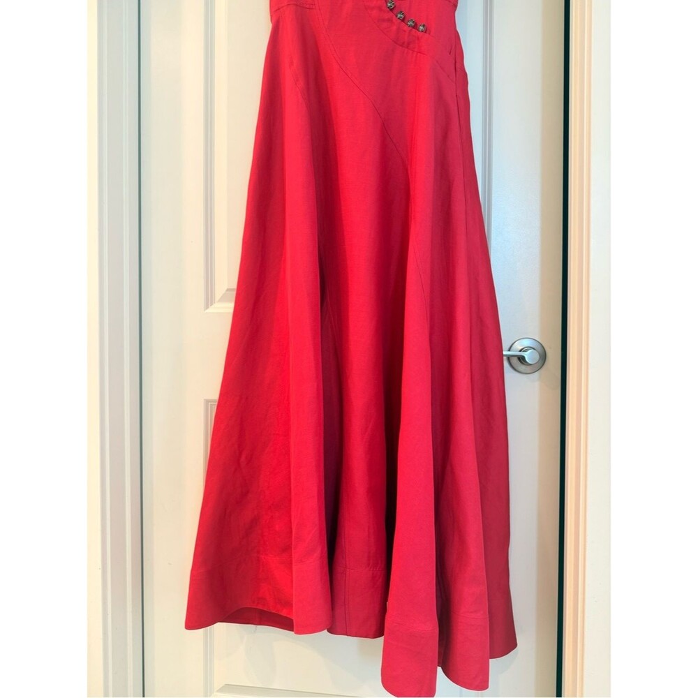 Acler Red Berry Sleeveless Fit-and-Flare MARNEY Crystal-button Maxi Dress US4 - Picture 10 of 13